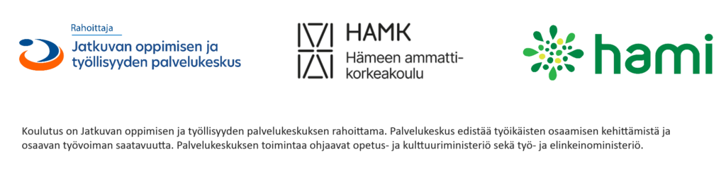 Jotpa-logo. HAMK-logo. HAMI-logo.