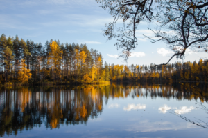Syksyinen järvimaisema.