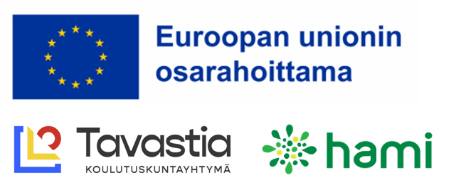 eu-logo. koulutuskuntayhtymä tavastian logo. hamin logo. 
